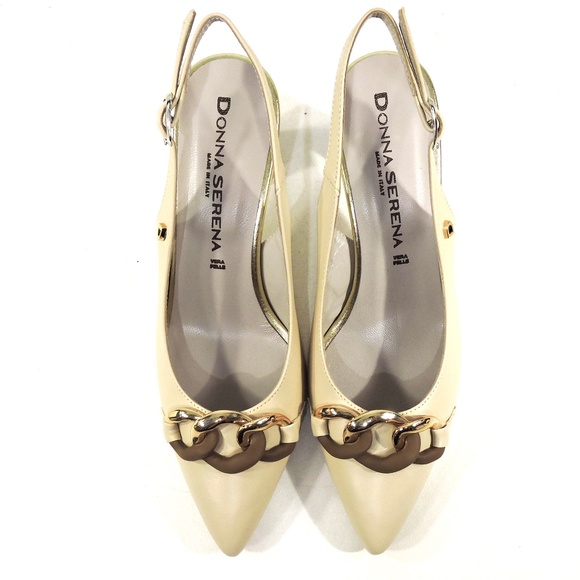 DONNA SERENA 🇮🇹 WOMEN'S BEIGE LEATHER SUMMER SANDALS - Picture 5 of 7